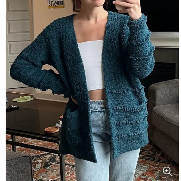 Barefoot Dreams Cozy Chic Boardwalk Cardigan in Deep Teal - Picture 2 of 7